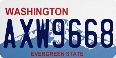 WA license plate AXW9668