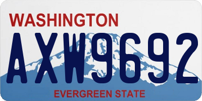 WA license plate AXW9692
