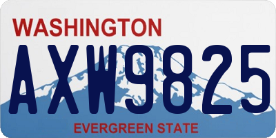 WA license plate AXW9825