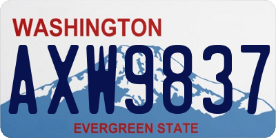 WA license plate AXW9837