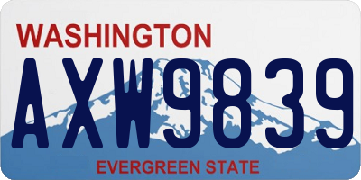 WA license plate AXW9839