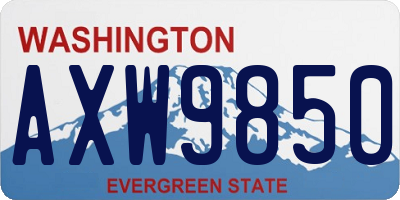 WA license plate AXW9850