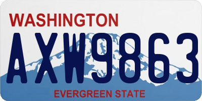 WA license plate AXW9863