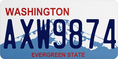 WA license plate AXW9874