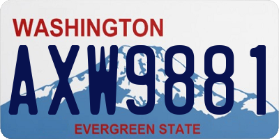 WA license plate AXW9881