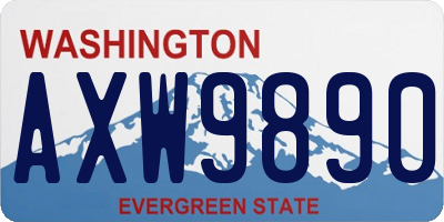 WA license plate AXW9890