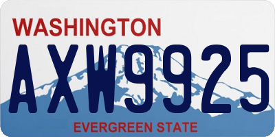 WA license plate AXW9925