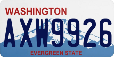 WA license plate AXW9926