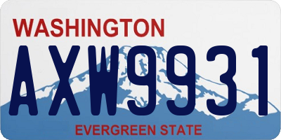 WA license plate AXW9931