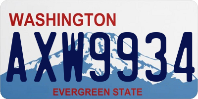 WA license plate AXW9934