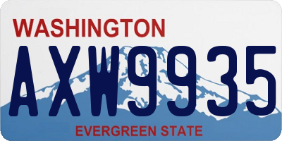 WA license plate AXW9935