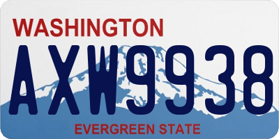 WA license plate AXW9938