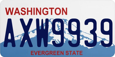 WA license plate AXW9939