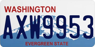 WA license plate AXW9953