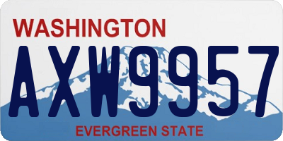 WA license plate AXW9957