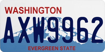 WA license plate AXW9962