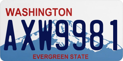 WA license plate AXW9981
