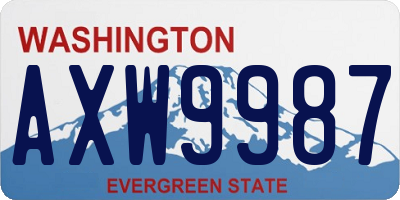 WA license plate AXW9987