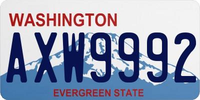 WA license plate AXW9992