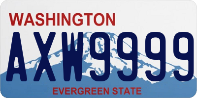 WA license plate AXW9999