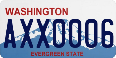 WA license plate AXX0006