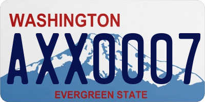 WA license plate AXX0007