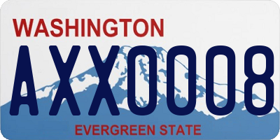 WA license plate AXX0008