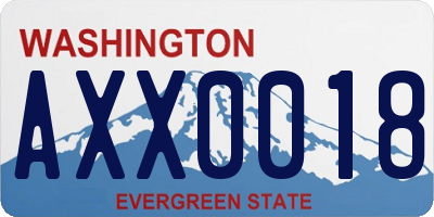 WA license plate AXX0018