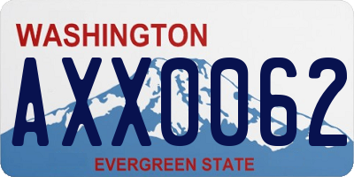 WA license plate AXX0062