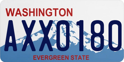 WA license plate AXX0180