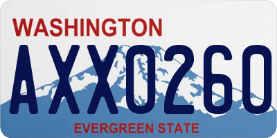 WA license plate AXX0260