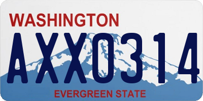 WA license plate AXX0314