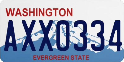WA license plate AXX0334