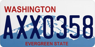 WA license plate AXX0358