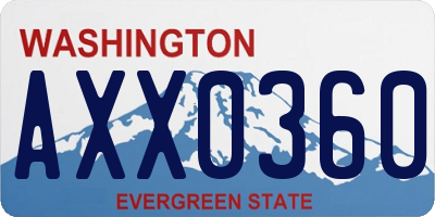 WA license plate AXX0360