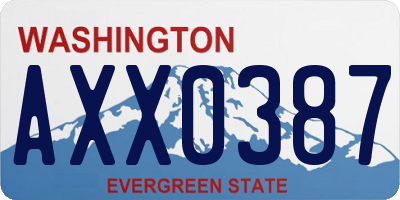 WA license plate AXX0387