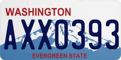 WA license plate AXX0393