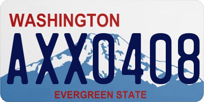WA license plate AXX0408