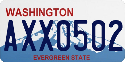 WA license plate AXX0502