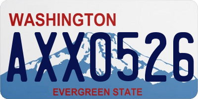 WA license plate AXX0526