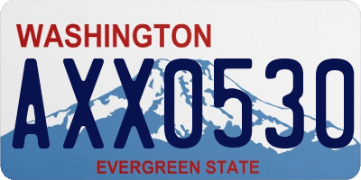 WA license plate AXX0530