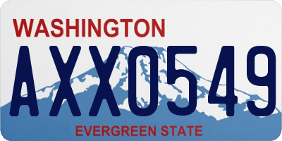 WA license plate AXX0549