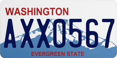WA license plate AXX0567