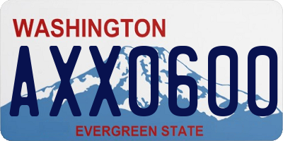 WA license plate AXX0600