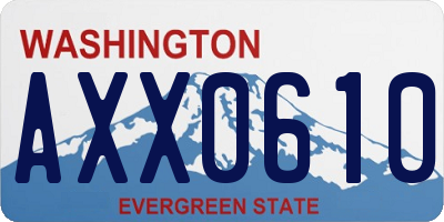WA license plate AXX0610