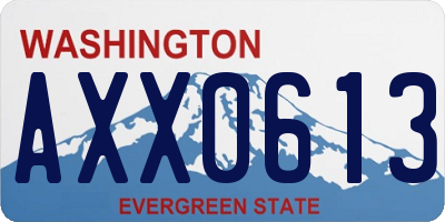 WA license plate AXX0613