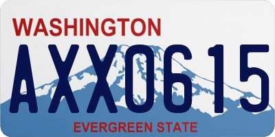 WA license plate AXX0615