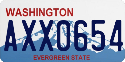 WA license plate AXX0654