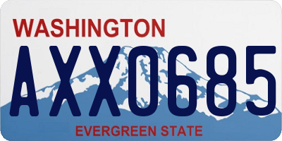 WA license plate AXX0685