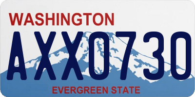 WA license plate AXX0730